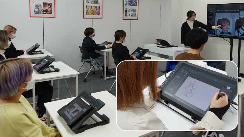 Students in class at Yoyogi Animation Academy