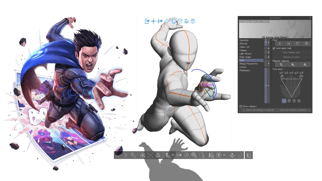 Using 3D models for pose references in Clip Studio Paint Draw using 3D drawing figures for references