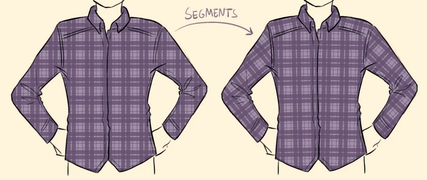 Align patterns on clothing in Clip Studio Paint Shirt with aligned patterns using segments for consistent design