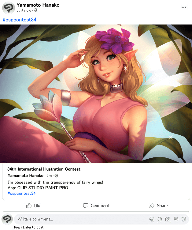 Example of Facebook entry